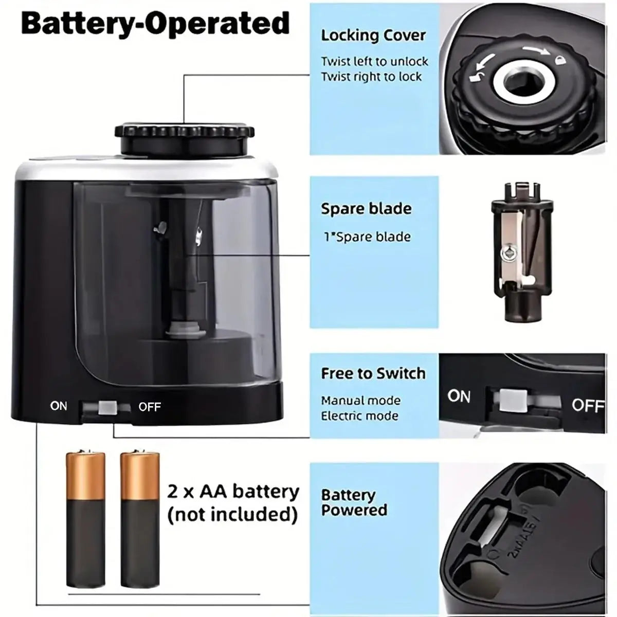 Electric Sharpener Assembly Desktop Automatic Pencil Sharpener 6mm-8mm Portable Tool For Students School Office Stationery Tools