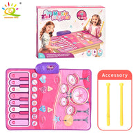 3IN1 Multifunctional Music Play Mat Piano Keyboard Dance Floor Drum Game Playmat Sensory Education Toys for Children Kids Gifts