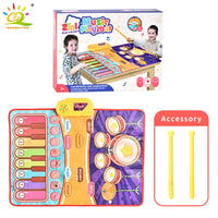 3IN1 Multifunctional Music Play Mat Piano Keyboard Dance Floor Drum Game Playmat Sensory Education Toys for Children Kids Gifts