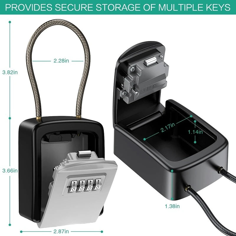 Wall Mount Key Storage Secret Box Organizer 4 Digit Combination Password Security Code Lock No Key Home Key Safe Box