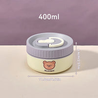 Portable Cute 304 Stainless Steel Insulated Bento Lunch Box For Kids Students Leak-proof Keep Warm Food Container Microwave Safe