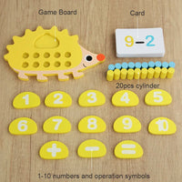 Children's Wooden Hedgehog Ten Digit Counter Ten Grid Game Addition Subtraction Operation Math Toy Number Cognitive Teaching Aid