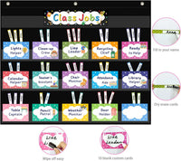 Class Jobs Pocket Chart Class Management Educational Pocket Chart with 70 Colorful Dry Erase Cards and 3 Hooks For Students