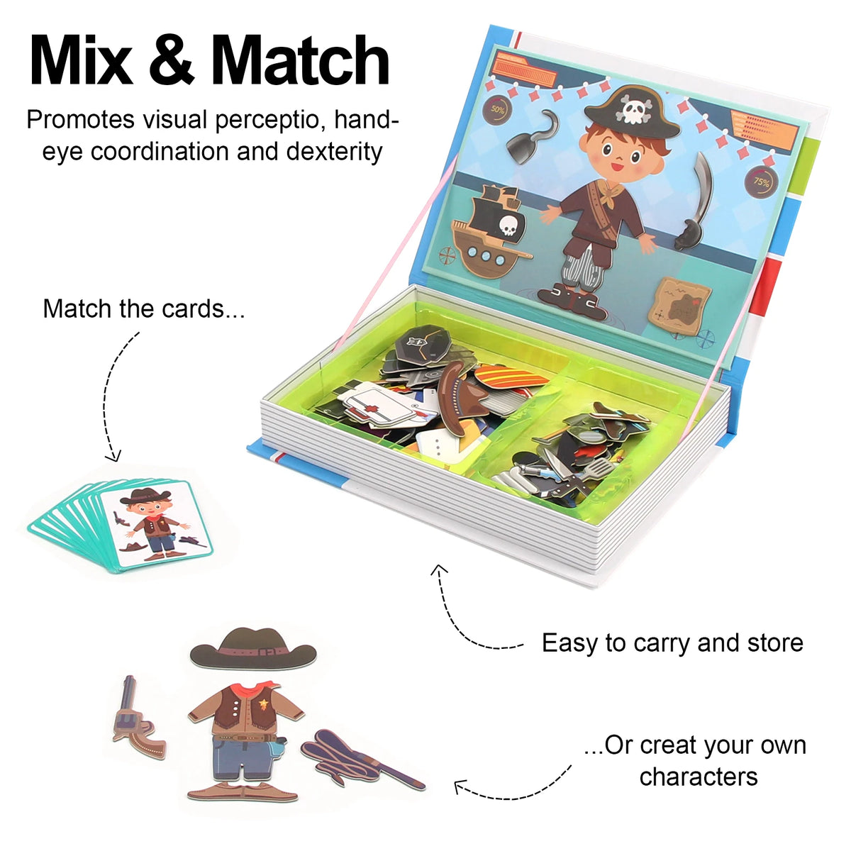 Montessori Magnetic Busy Book 3D Cartoon Puzzles Jigsaw Funny Brain Training Game Educational Learning Toys for Kids Gift Xmas