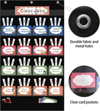 Class Jobs Pocket Chart Class Management Educational Pocket Chart with 70 Colorful Dry Erase Cards and 3 Hooks For Students