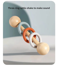 Baby Handheld Bell Musical Instrument Toys Montessori Wooden Gripping Bed Bell Drum Orff Ringing Instrument Percussion Kids Gift
