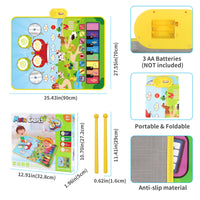 90x70cm Unicorn Music Mat Kid Toddler Mat Piano Keyboard and Drum 2 in 1 Toys Dance Mat 8 Instruments Sound Educational Toys