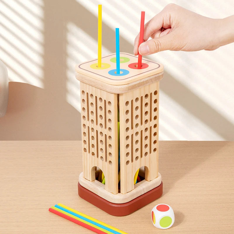 New 3in1 Wooden Stick and Tower Game Arithmetic Early Education Montessori Toys Thinking Training Parent-child Interactive Toy