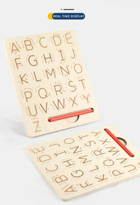 Children Writing Practice Wooden Alphabet Board Alphanumeric Handwritten Track Copy Groove Montessori Toys