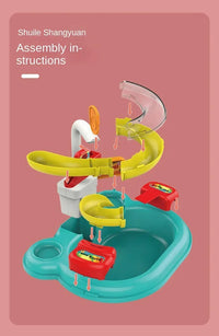 Children Puzzle Pretend Play Toys Dishwashing Basin Toys Gift Kitchen Interactive Toys 2-in-1 Slide Fishing Montessori Toy Gift