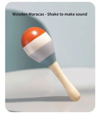 Baby Handheld Bell Musical Instrument Toys Montessori Wooden Gripping Bed Bell Drum Orff Ringing Instrument Percussion Kids Gift