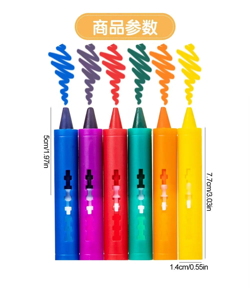 6pcs set Washable Bath Crayons-Colorful, Easy-Clean Markers for Youngsters, Fun Shower Draw in the Tub Graffiti Toy