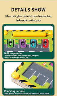 Montessori Magnetic Alphabet Maze Letter Puzzle Wooden Educational Toy Parking Lot Drawing Board Early Learning Activities Gifts
