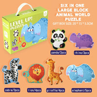 Wooden Jigsaw Puzzles for Toddlers Cartoon Animal Paper Puzzles Montessori Early Learning Education Toys Set Gifts Box for Kids
