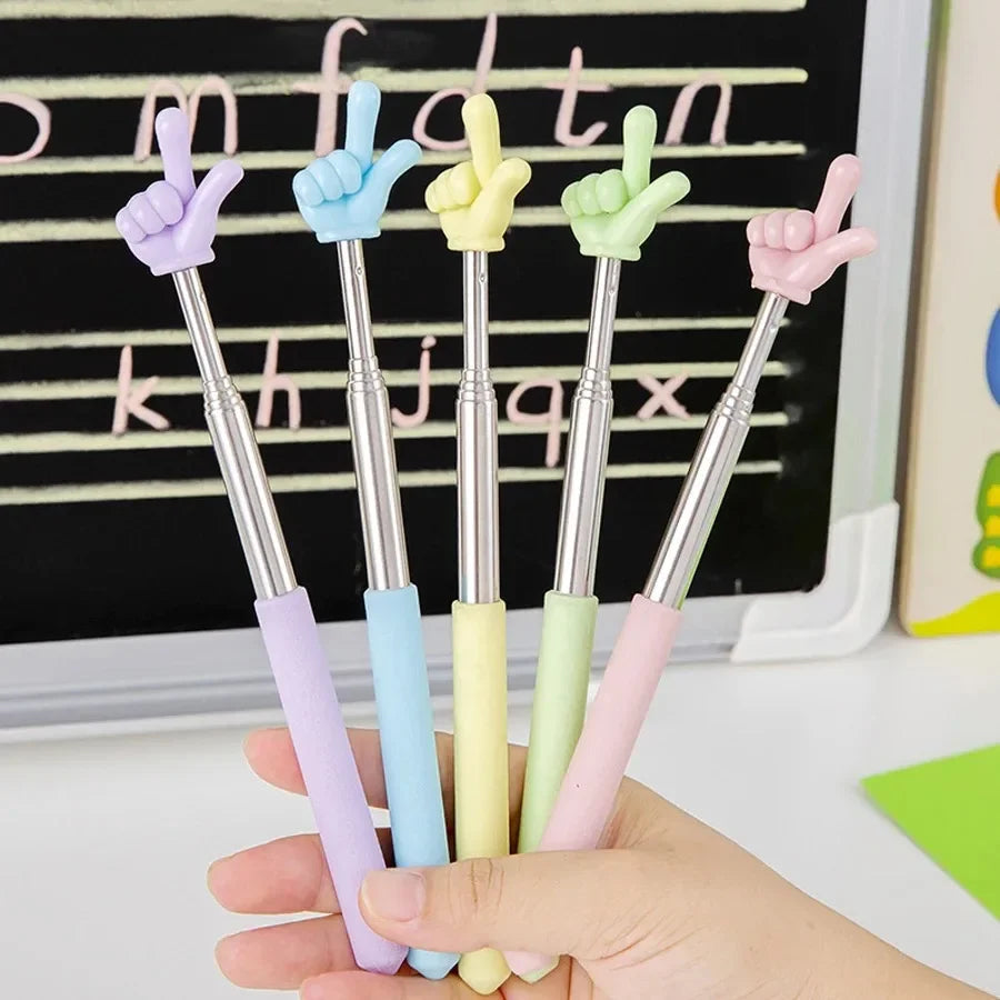 Retractable Hand Shape Reading Pointer Stick Stretchable Teaching Guidance Stick Kids Reading Tool Classroom Instruction Pointer