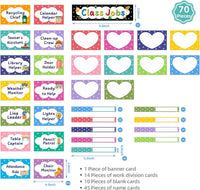 Class Jobs Pocket Chart Class Management Educational Pocket Chart with 70 Colorful Dry Erase Cards and 3 Hooks For Students