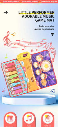 3IN1 Multifunctional Music Play Mat Piano Keyboard Dance Floor Drum Game Playmat Sensory Education Toys for Children Kids Gifts