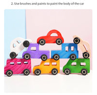 DIY handmade wooden graffiti car, children's colorful painting and coloring model, toy, three-dimensional coloring building bloc