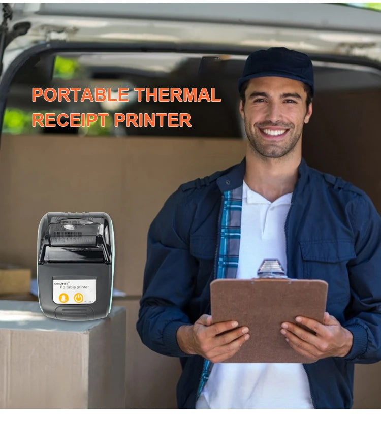 GOOJPRT 58mm Mini Portable Thermal Printer Bluetooth Ticket Bill Receipt POS Printer for Business for IOS/Android Mobile Phone