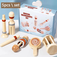 Baby Handheld Bell Musical Instrument Toys Montessori Wooden Gripping Bed Bell Drum Orff Ringing Instrument Percussion Kids Gift