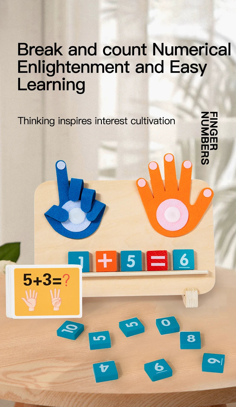 Math Finger Counting Wooden Number Math Learning Games Montessori Toys Intellectual Development Teaching Aids For Toddlers