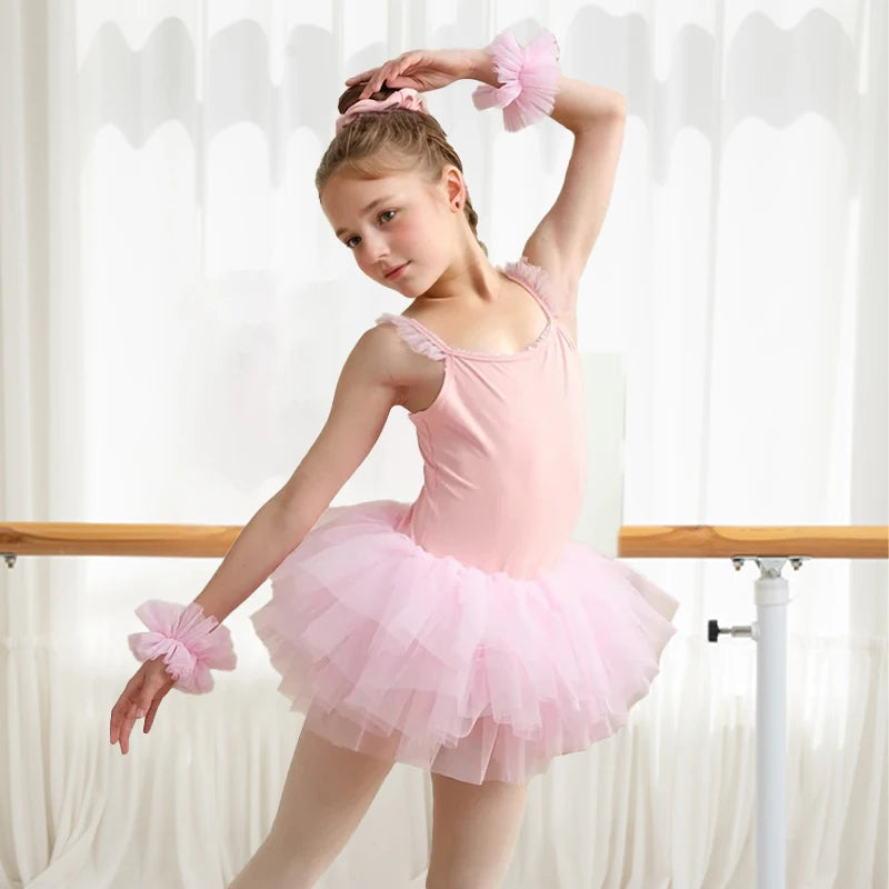 Girls Ballet Cute Tutu Dance Leotard Pink  Fashion Professional Kids Camisole Dance Party Dress Performance Costume  ﻿