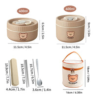 Portable Cute 304 Stainless Steel Insulated Bento Lunch Box For Kids Students Leak-proof Keep Warm Food Container Microwave Safe