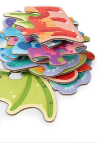 Wooden Jigsaw Puzzles for Toddlers Cartoon Animal Paper Puzzles Montessori Early Learning Education Toys Set Gifts Box for Kids