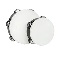 IRIN 2 Pcs Orff Tambourine 6 + 8 Inch Drums Hand-Ranked Bell Drum Double Row Sheepskin Hand-Shake Wooden Music Education Drums