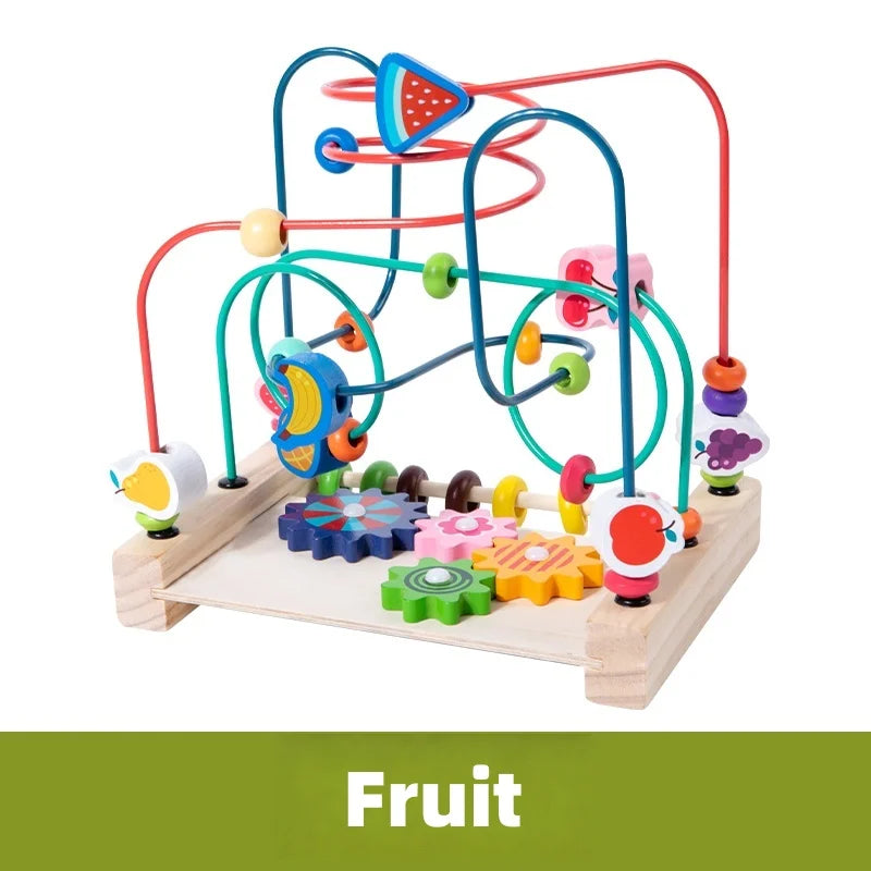 Wooden Roller Coaster Bead Maze Montessori Toys Abacus Math Toys Toddler Early Educational Toys for Kids Children Fine Motor