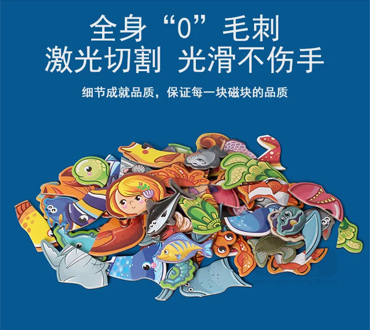 Montessori Magnetic Busy Book 3D Cartoon Puzzles Jigsaw Funny Brain Training Game Educational Learning Toys for Kids Gift Xmas