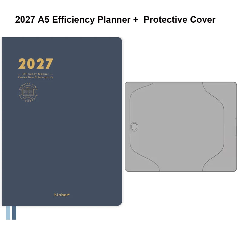 Kinbor 2027 A5 Efficiency Planner Two Days Per Page Notebook To Do List Self-discipline Habit Tracker Time Management Journal