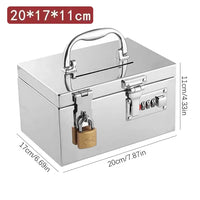 Stainless Steel Bank Password Lock-Box Financial Security Portable Register Bill Box Combination Lock/Padlock Cash Box
