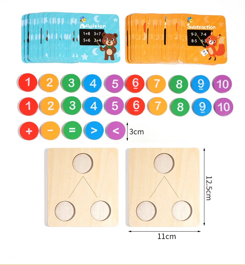 Children's Wooden Number Decomposition Addition Subtraction Operation Montessori Logical Thinking Training Math Educational Toys