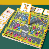 Montessori Magnetic Alphabet Maze Letter Puzzle Wooden Educational Toy Parking Lot Drawing Board Early Learning Activities Gifts