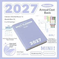 Planwith 2027 Weekly Planner A6 8-Grid Layout Hardcover Agenda Annual Tracker Month Plan Lunar Date Organizer for Adult Student