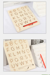 Children Writing Practice Wooden Alphabet Board Alphanumeric Handwritten Track Copy Groove Montessori Toys