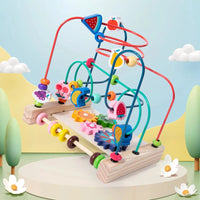 Wooden Roller Coaster Bead Maze Montessori Toys Abacus Math Toys Toddler Early Educational Toys for Kids Children Fine Motor