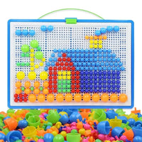 296/592pcs Mushroom Nail Building Blocks Puzzles,Game, Color Cognition Intellectual Educational Toys for Kids 3D Puzzle Game
