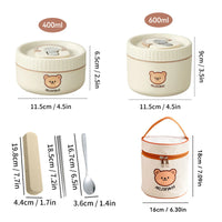 Portable Cute 304 Stainless Steel Insulated Bento Lunch Box For Kids Students Leak-proof Keep Warm Food Container Microwave Safe