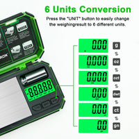 Digital Pocket Scale, 200g X 0.01g Jewelry Gram Scale, 6 Units Conversion with LCD Display, for Food, Jewelry, Coffee