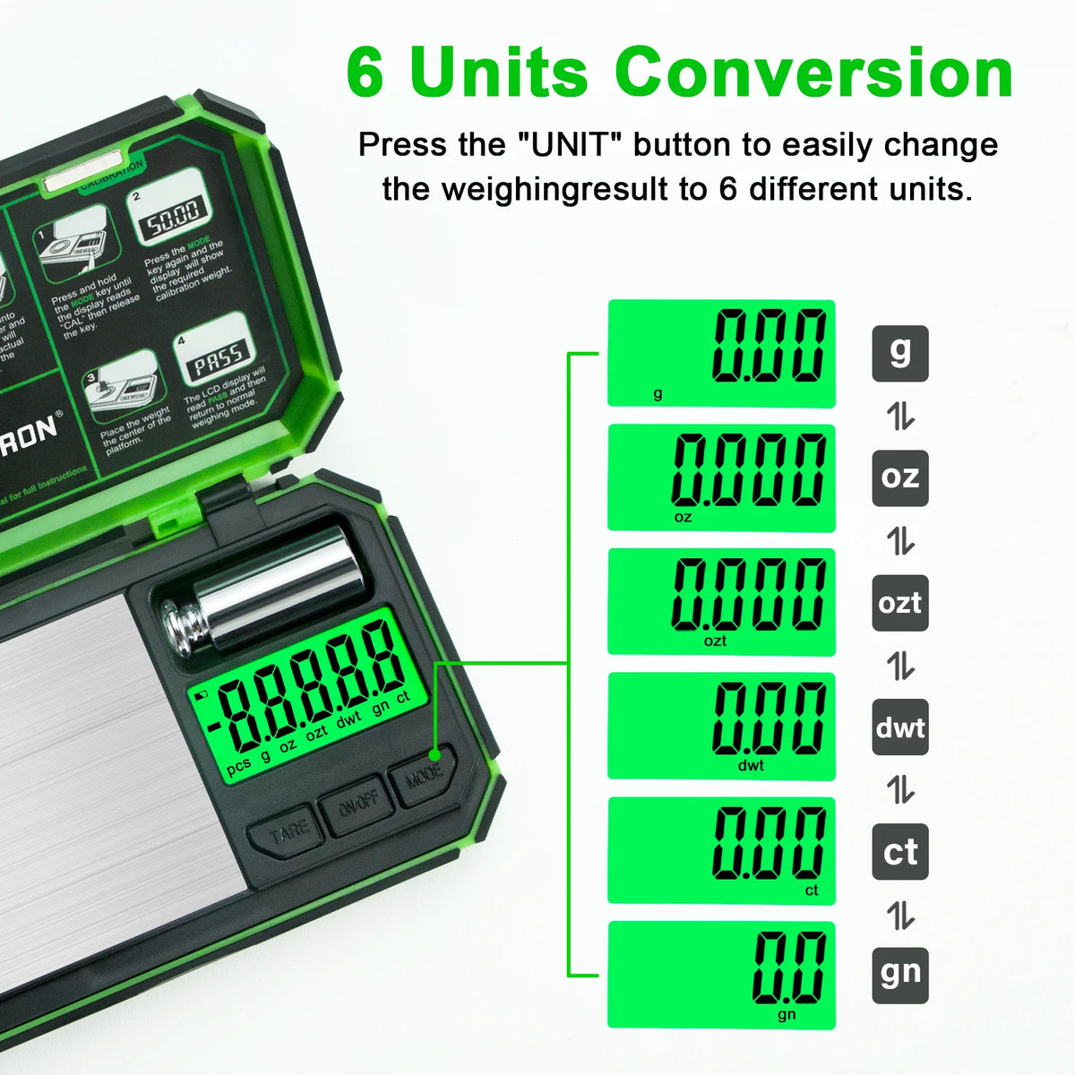 Digital Pocket Scale, 200g X 0.01g Jewelry Gram Scale, 6 Units Conversion with LCD Display, for Food, Jewelry, Coffee