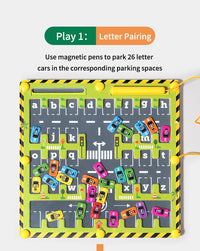 Montessori Magnetic Alphabet Maze Letter Puzzle Wooden Educational Toy Parking Lot Drawing Board Early Learning Activities Gifts
