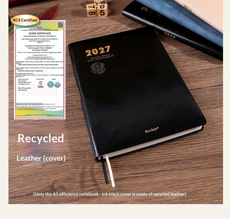 Kinbor 2027 A5 Efficiency Planner Two Days Per Page Notebook To Do List Self-discipline Habit Tracker Time Management Journal