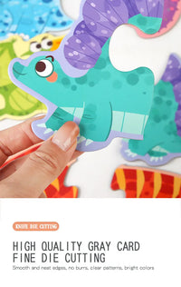 Wooden Jigsaw Puzzles for Toddlers Cartoon Animal Paper Puzzles Montessori Early Learning Education Toys Set Gifts Box for Kids