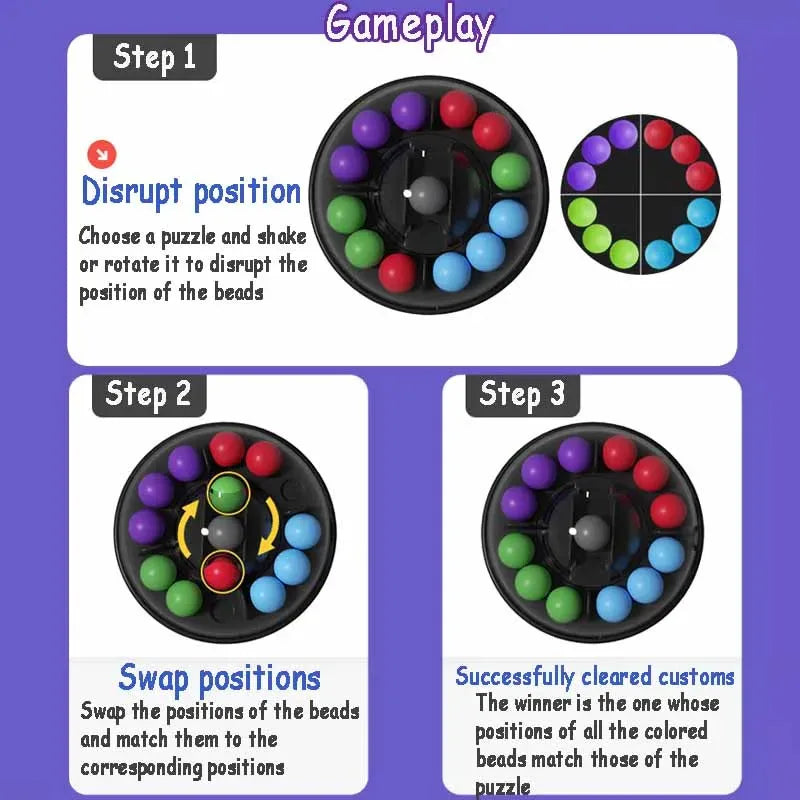 3D Brain Teasers and Puzzle Games,Rotating Magic Bead Puzzle Ball Fidget Toys Logical Thinking Intellectual Game for Kids Adults