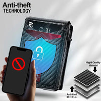 Men Carbon Fiber RFID Blocking Pop Up Wallet, Slim Minimalist Credit Card Holder Multi Slots Portable Business Card Purse