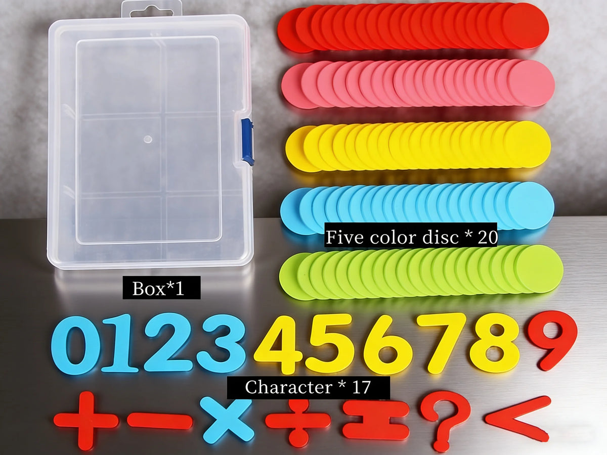 100 Counting Discs Foam Math Toy Toddlers Bright Red Pink Yellow Blue Green Chips with Numbers to Enhance Perception Recognition