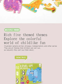 Wooden Jigsaw Puzzles for Toddlers Cartoon Animal Paper Puzzles Montessori Early Learning Education Toys Set Gifts Box for Kids