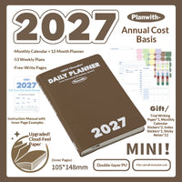 Planwith 2027 Weekly Planner A6 8-Grid Layout Hardcover Agenda Annual Tracker Month Plan Lunar Date Organizer for Adult Student